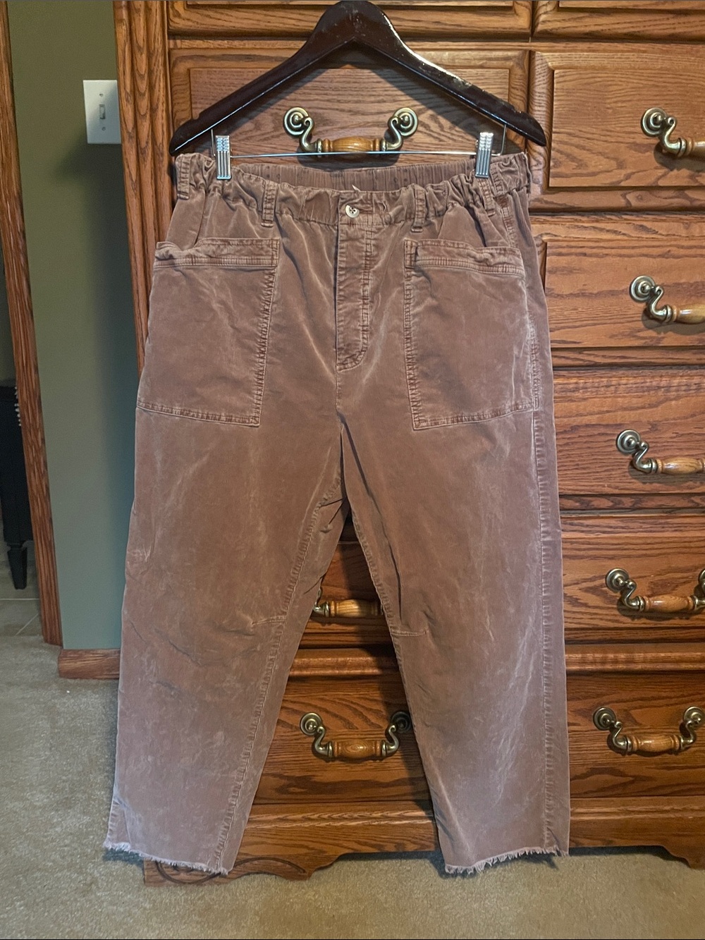 Free People Women’s Corduroy Pull-On Pants in Dusty Brown